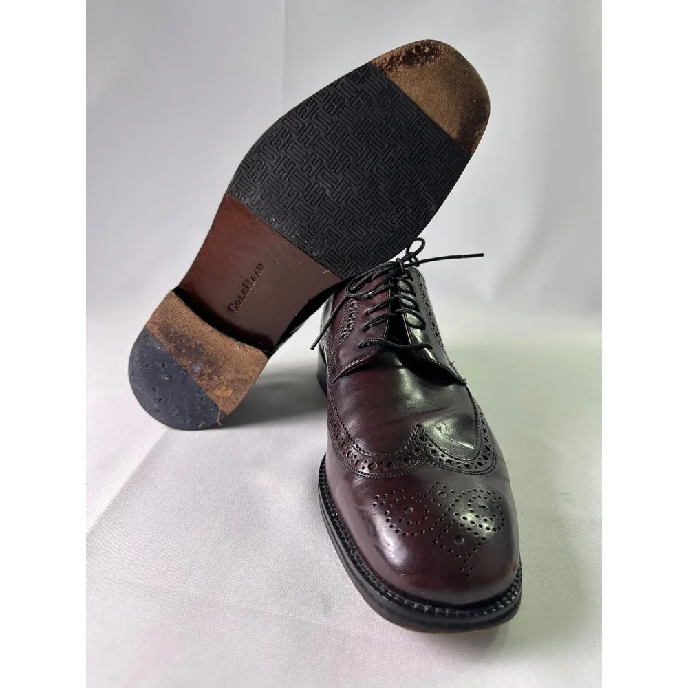VINTAGE Cole Haan Men's 9 M Wingtip Oxford Shoes Dark Brown Leather Brogue Dress